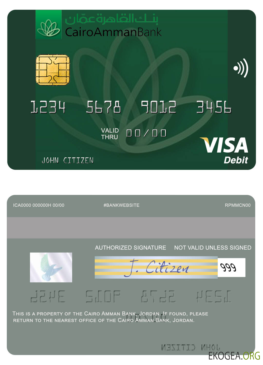 Carte de débit visa Jordan Cairo Amman Bank